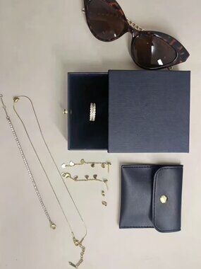 Gold Jewelry & Sunglasses Bundle | Tennis Bracelet Heart Earrings